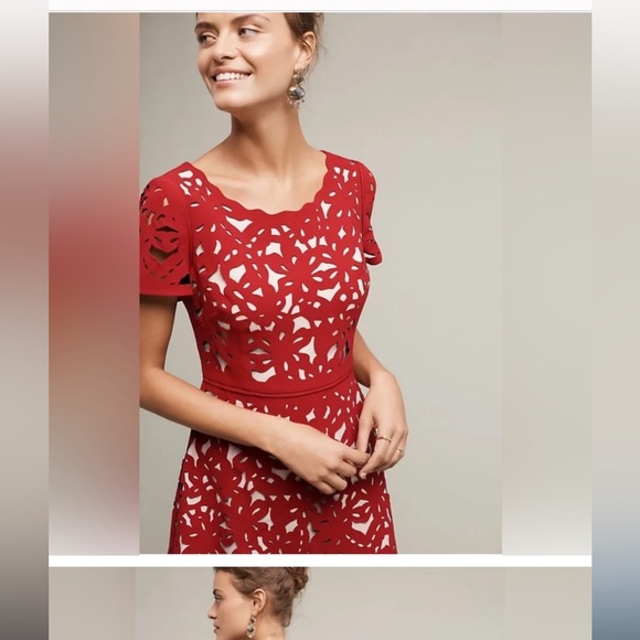 NWT Moulinette Soeurs red cut out dress. Size 2. From Anthropologie. Gorgeous! - Picture 3 of 16